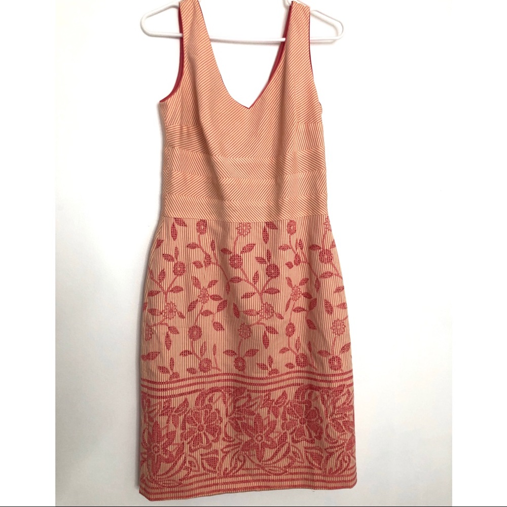 Kay Unger Sleeveless Pink and Cream Floral Dress